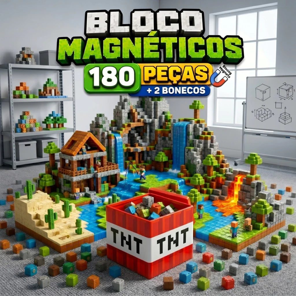 Kit 180 Bloco Magnéticos (Brinquedo Educativo)