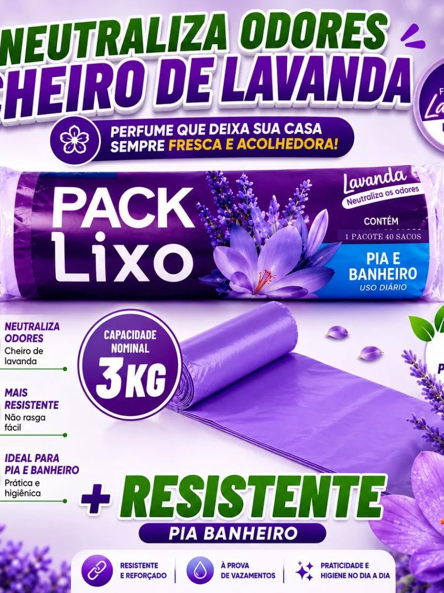 Saco de Lixo Lavanda ( 40 sacos)