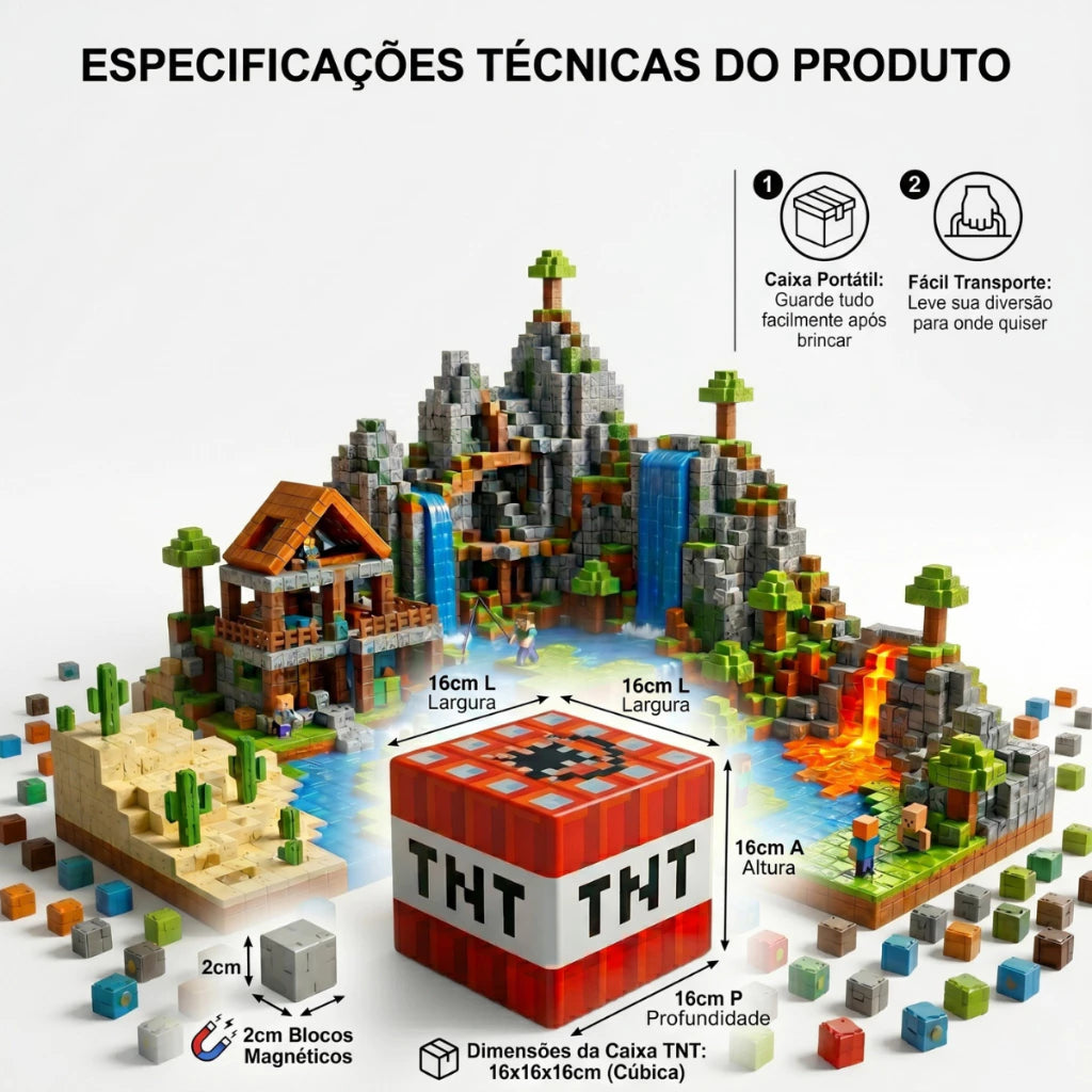 Kit 180 Bloco Magnéticos (Brinquedo Educativo)