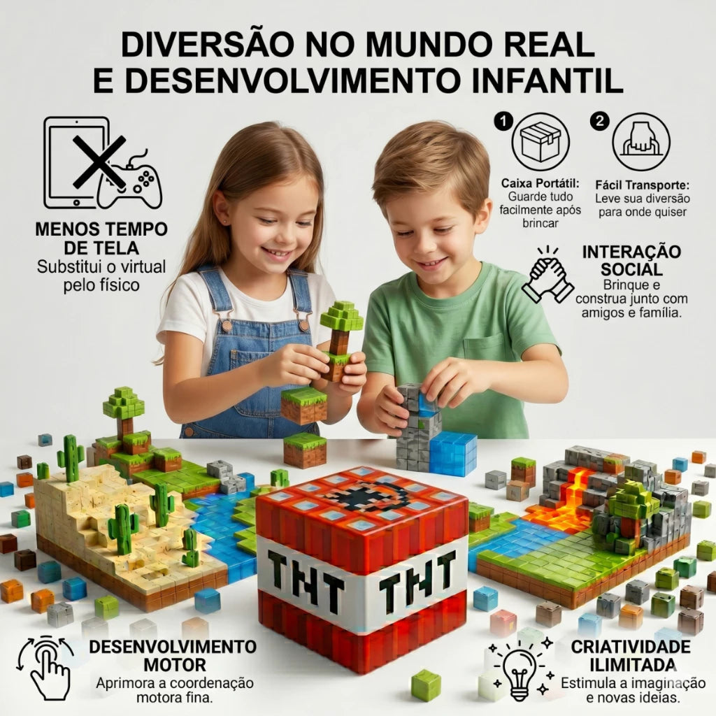 Kit 180 Bloco Magnéticos (Brinquedo Educativo)