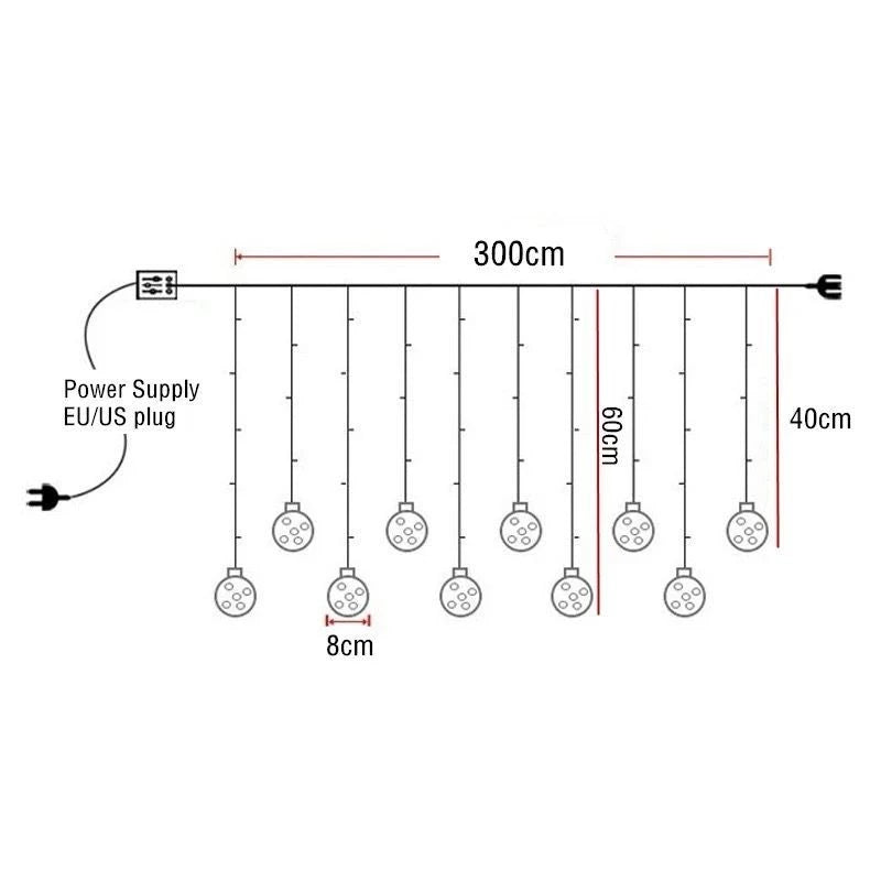 Cascata de Esferas Natalina 3D + BRINDE